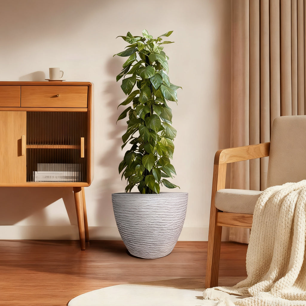 Large Floor-Standing Textured Composite Planter